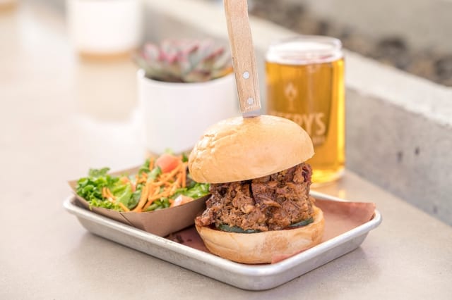 Smoked Chopped Beef Brisket Sandwich.
